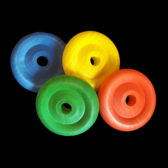 Brightly colored hard wood wheels 1